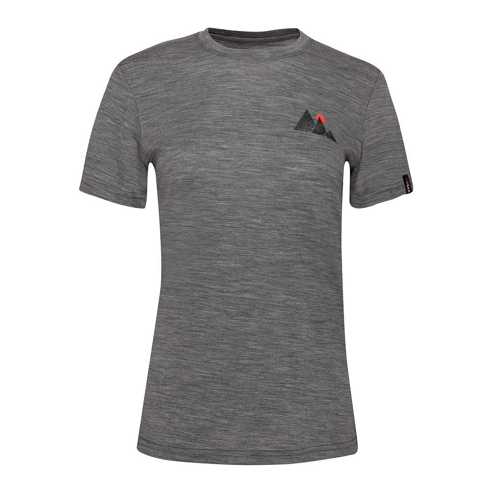 Isobaa Womens Merino 150 Sunset T-Shirt (Charcoal Melange/Black)