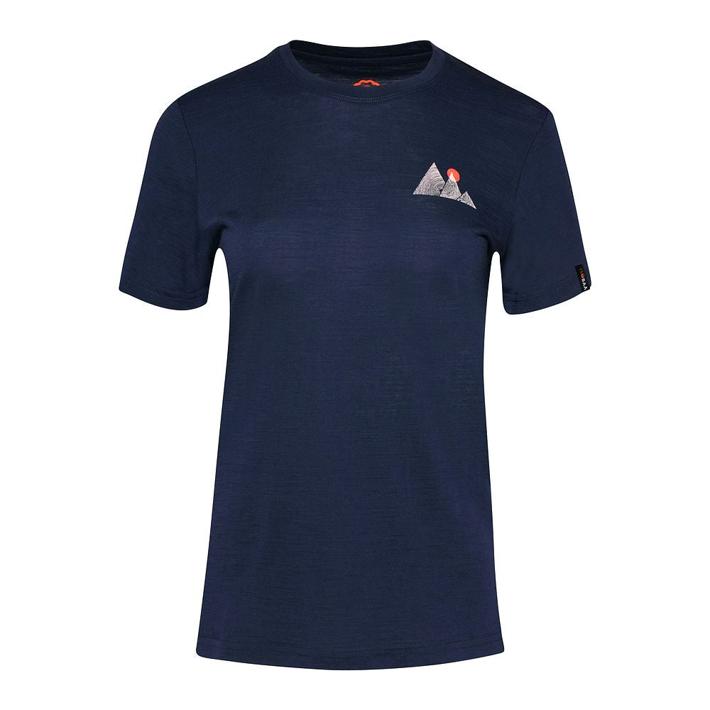 Isobaa Womens Merino 150 Sunset T-Shirt (Navy/White)
