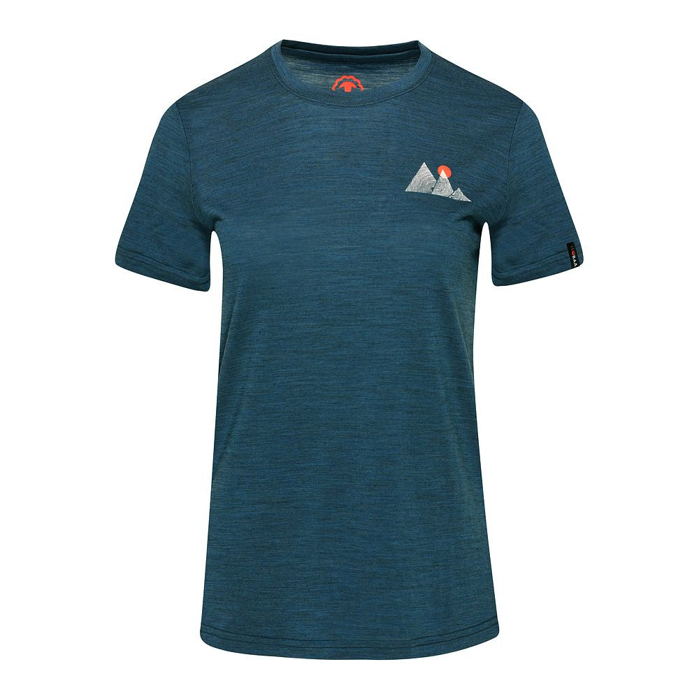 Isobaa Womens Merino 150 Sunset T-Shirt (Petrol/White)