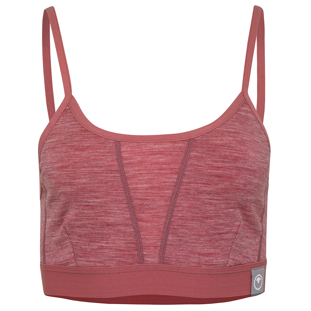 Womens Merino Blend 160 Crop Top (Blush Melange)