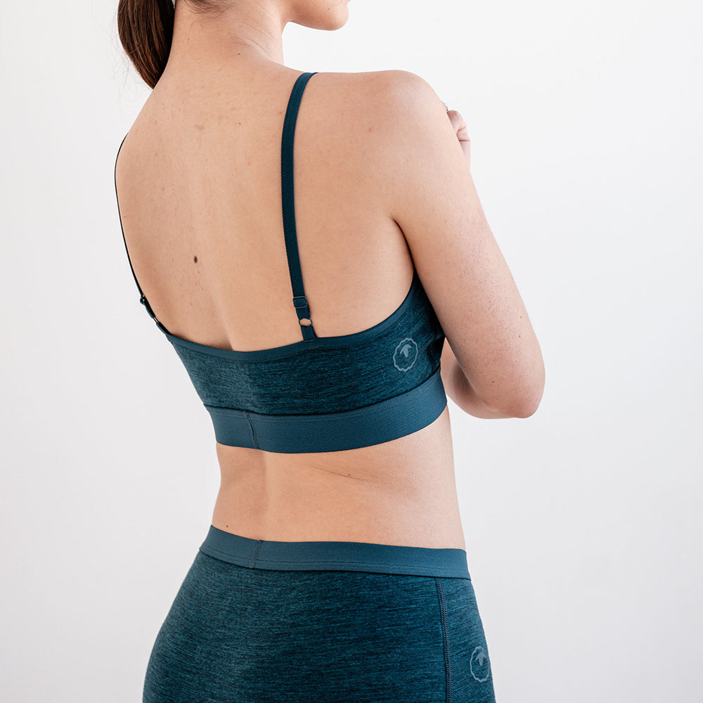 Womens Merino Blend 160 Crop Top (Petrol) | Model: SS25-1