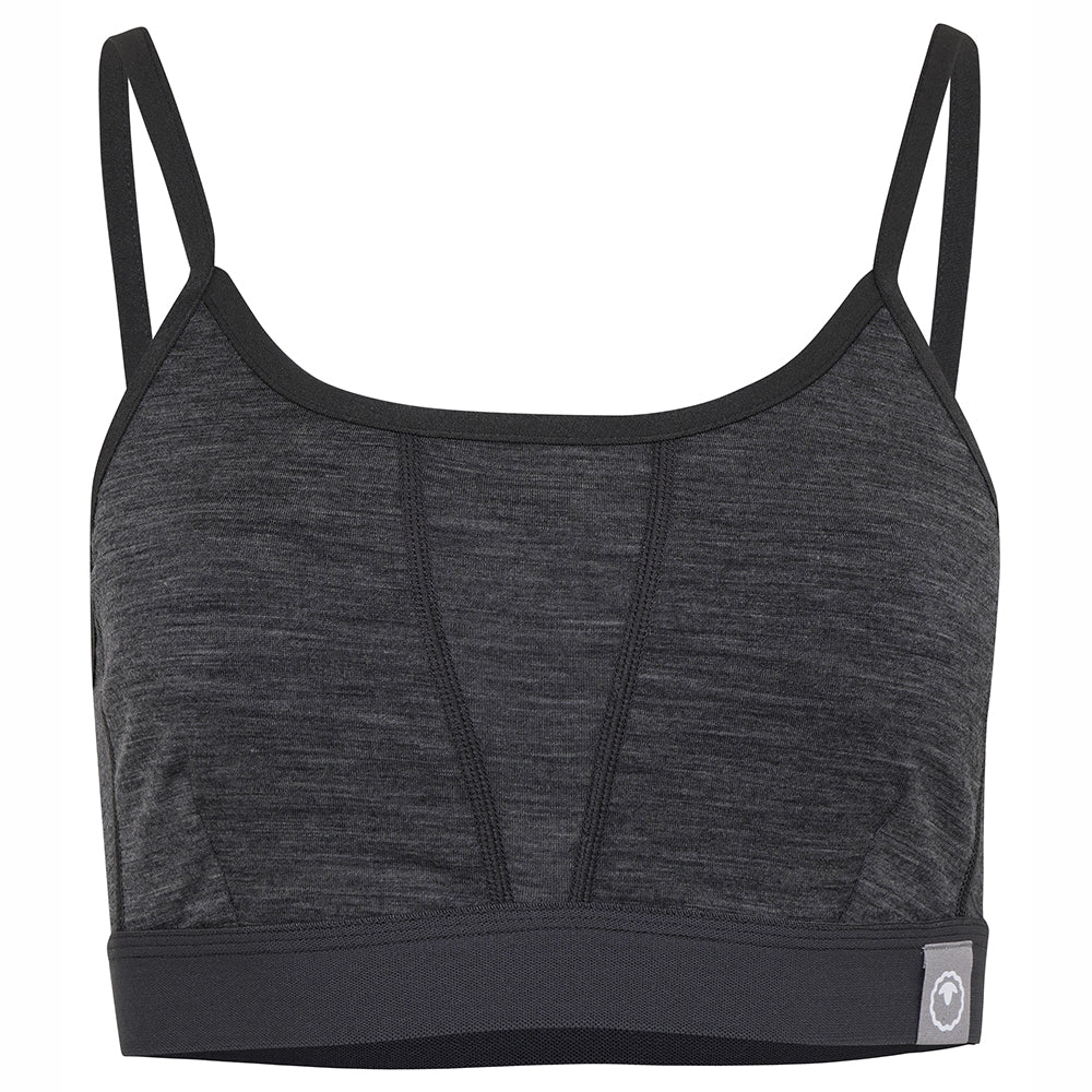Womens Merino Blend 160 Crop Top (Smoke Melange)