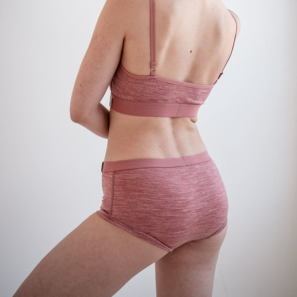 Womens Merino Blend 160 Hipster Knickers (Blush Melange) | Model: SS25-1
