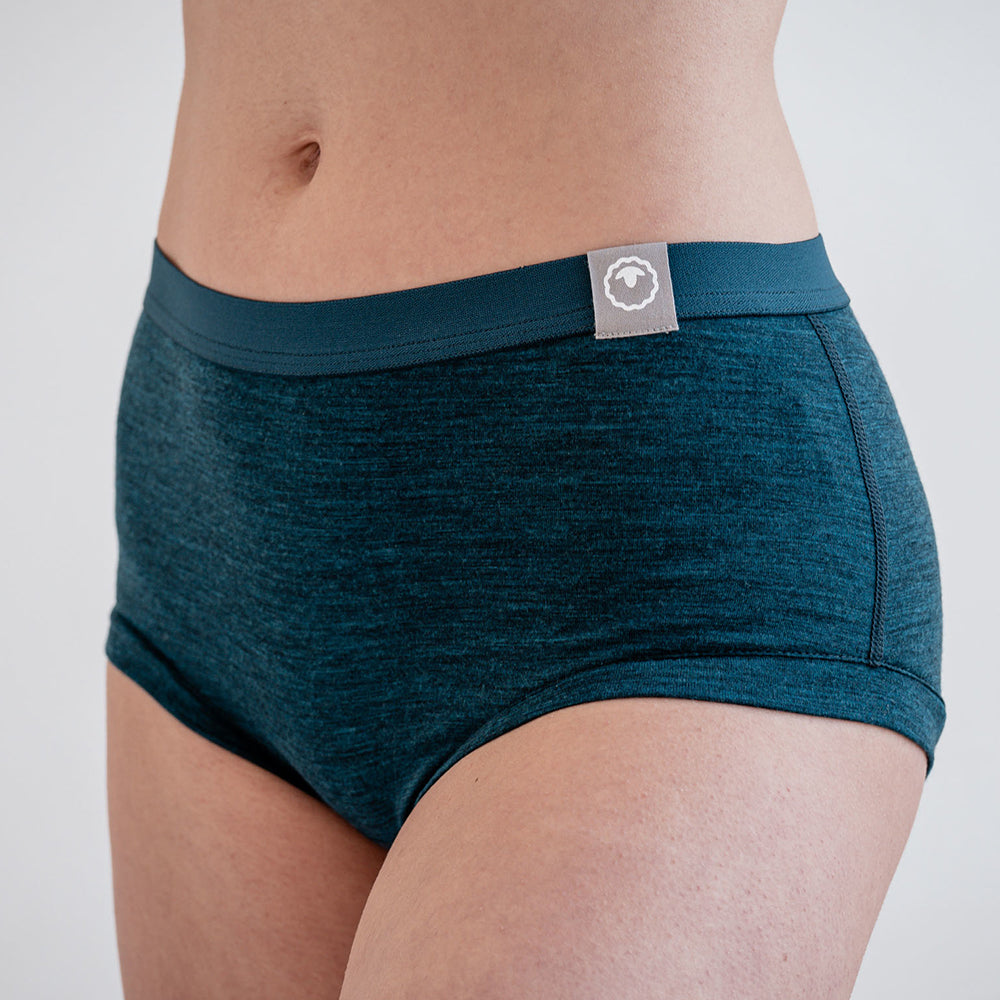 Womens Merino Blend 160 Hipster Knickers (Petrol) | Model: SS25-1