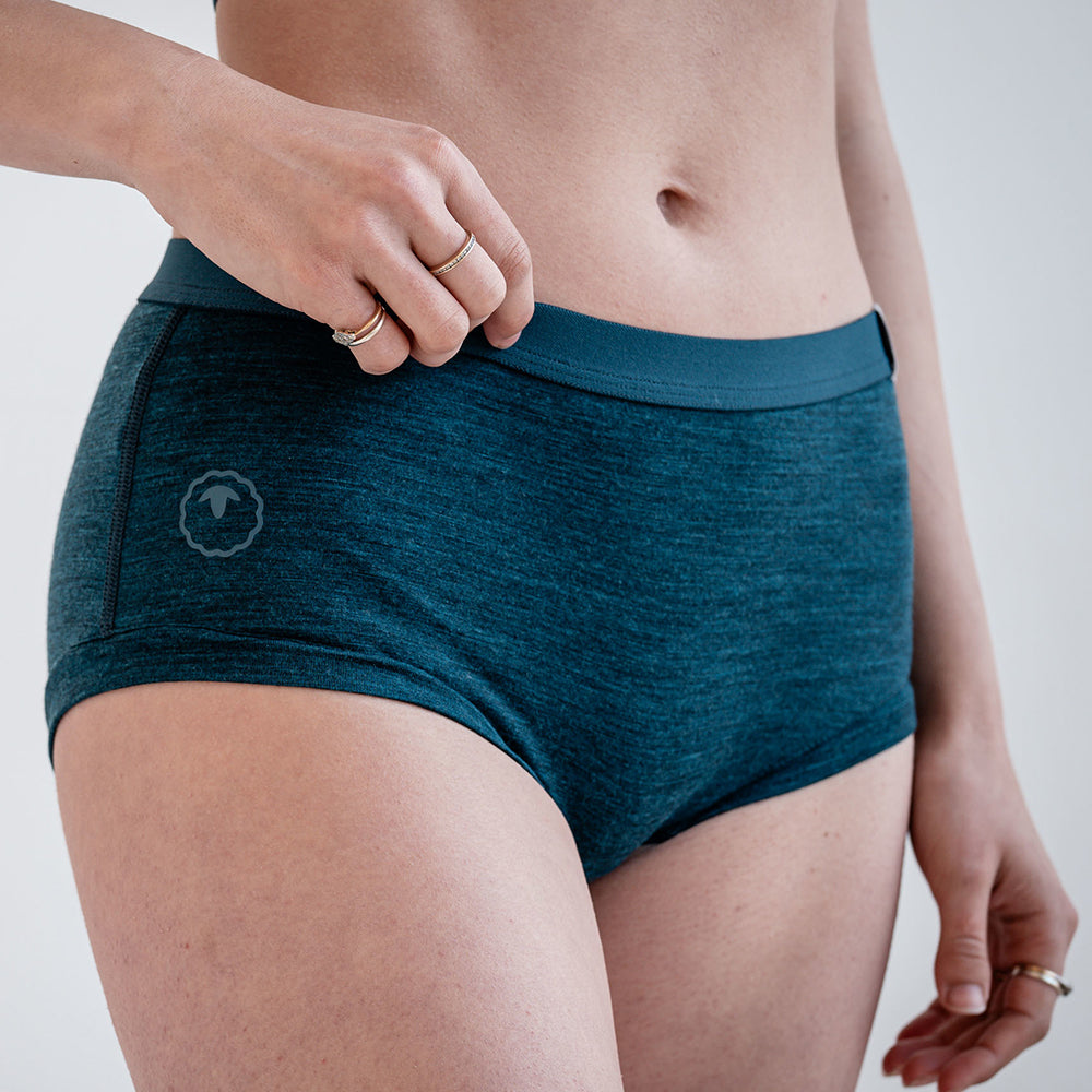 Womens Merino Blend 160 Hipster Knickers (Petrol) | Model: SS25-1