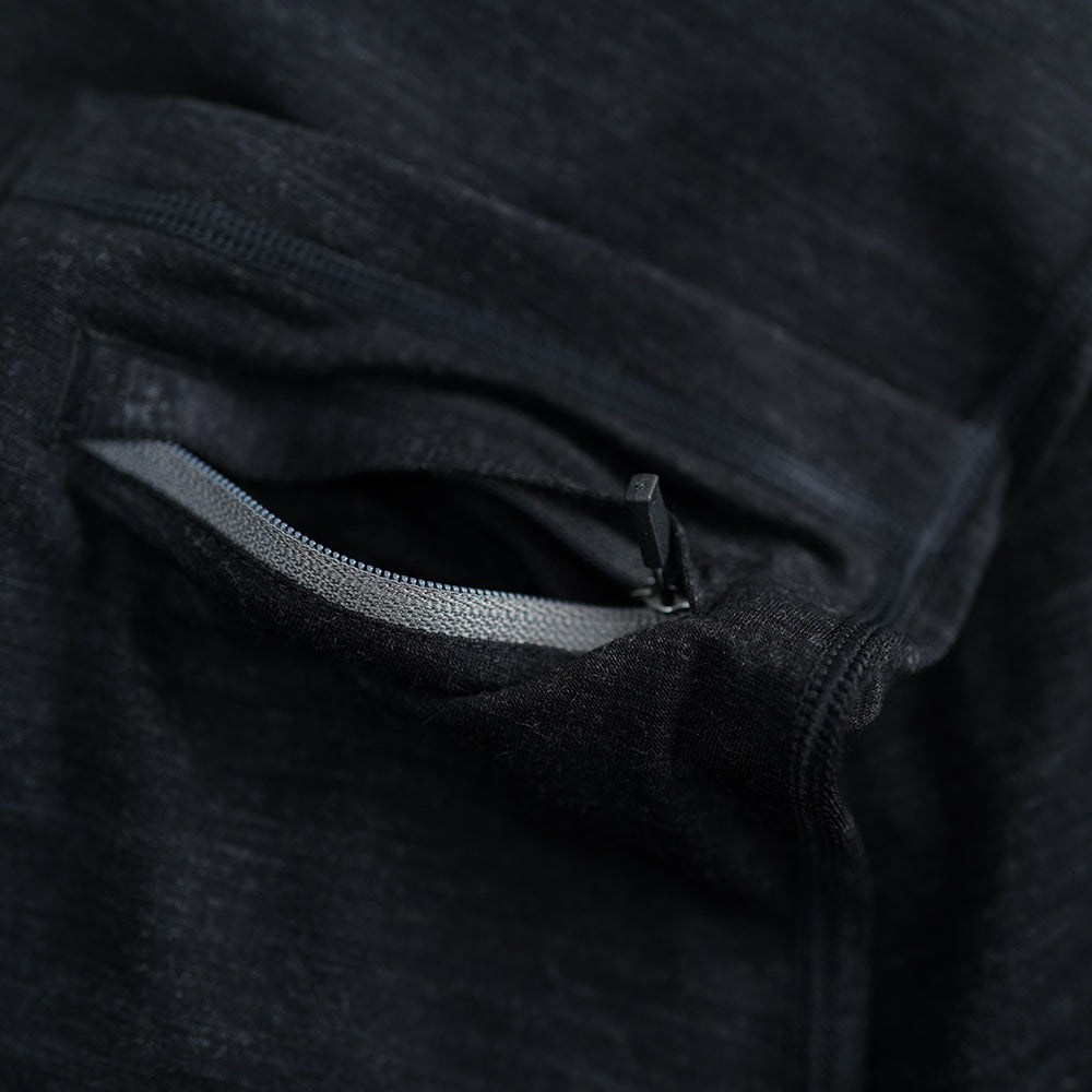 Womens 160 SS Cycle Zip Top (Black Melange)