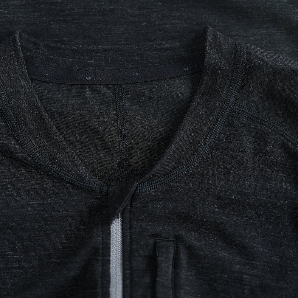 Womens 160 SS Cycle Zip Top (Black Melange)