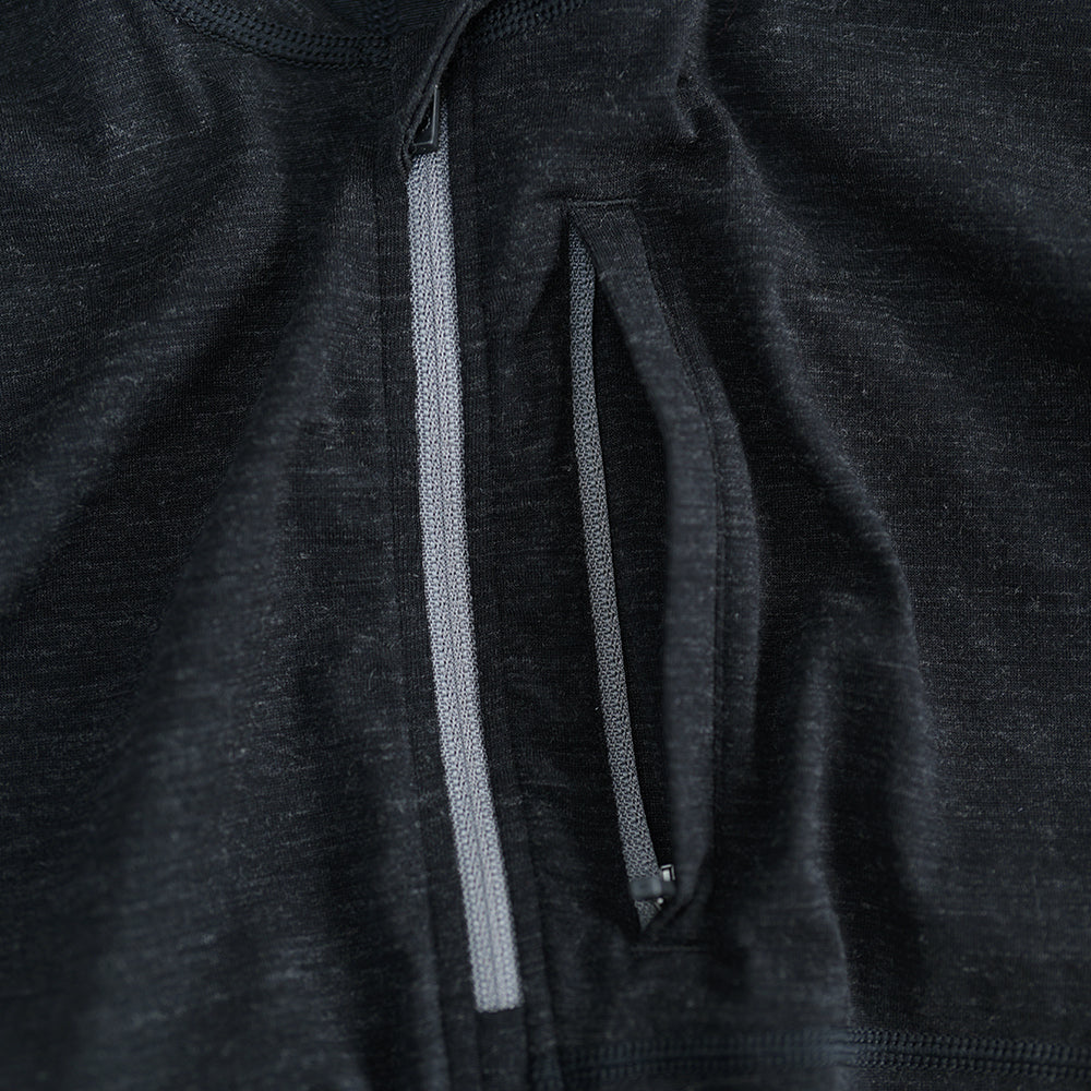 Womens 160 SS Cycle Zip Top (Black Melange)