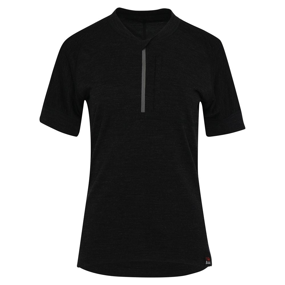 Womens 160 SS Cycle Zip Top (Black Melange)