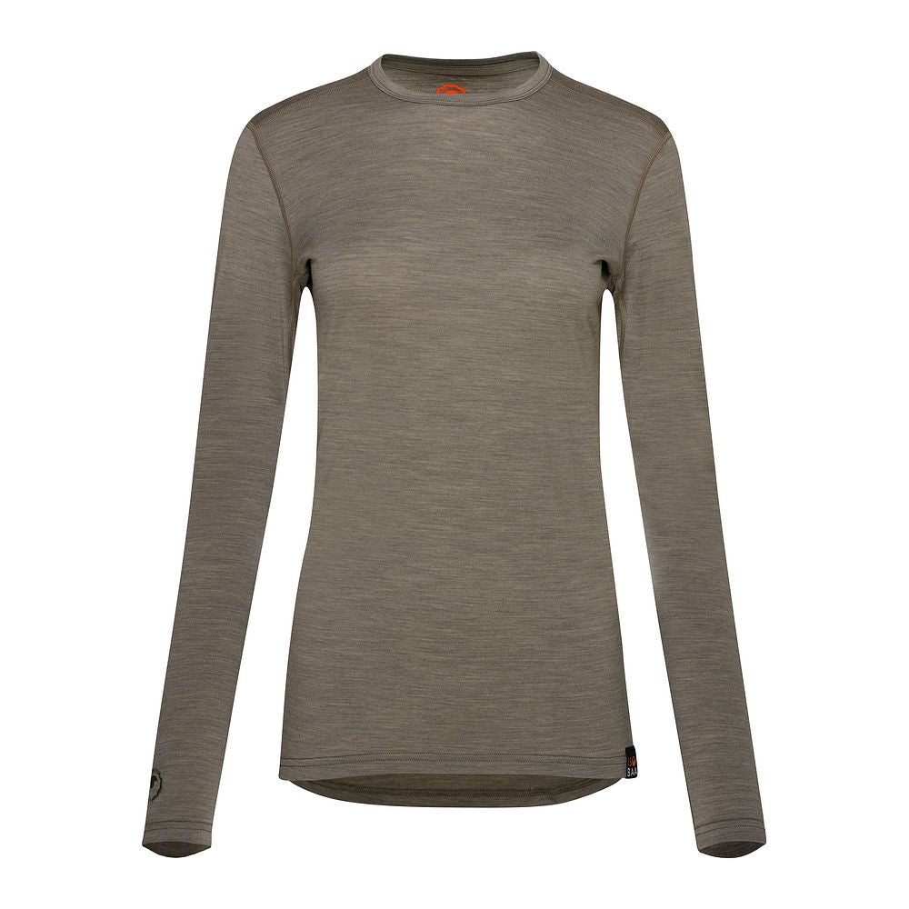 Isobaa Womens Merino 180 Long Sleeve Crew (Truffle/Melange)