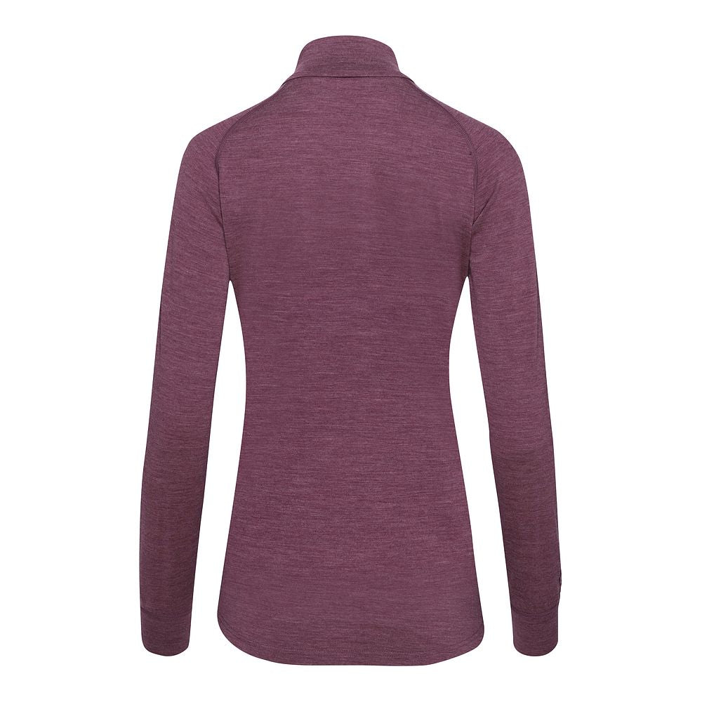 Isobaa Womens Merino 200 Long Sleeve Zip Neck (Mauve Melange/Wine)