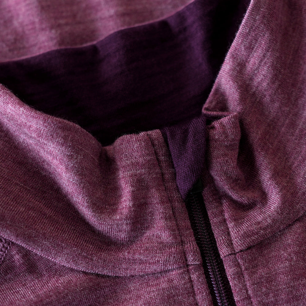 Isobaa Womens Merino 200 Long Sleeve Zip Neck (Mauve Melange/Wine)