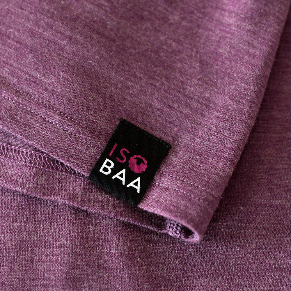 Isobaa Womens Merino 200 Long Sleeve Zip Neck (Mauve Melange/Wine)