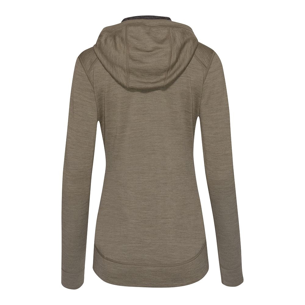 Isobaa Womens Merino 260 Casual Hoodie (Truffle Melange/Smoke)