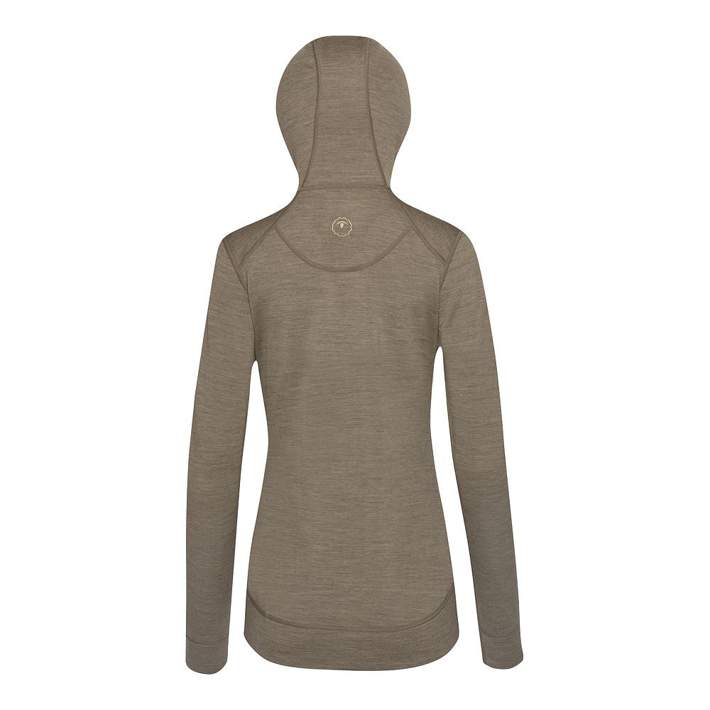 Isobaa Womens Merino 260 Casual Hoodie (Truffle Melange/Smoke)
