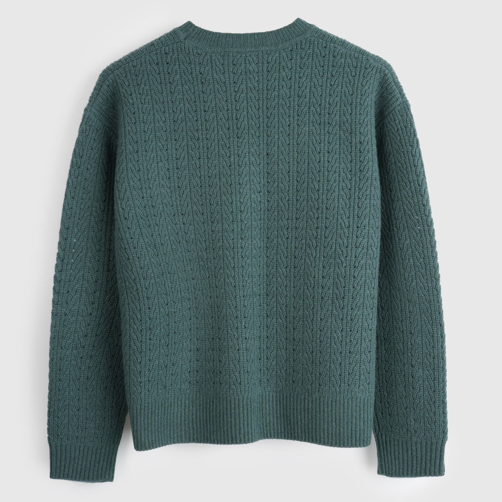 Femme Pull col rond en mérinos Clover (Sea Green)