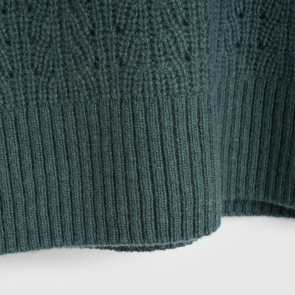 Femme Pull col rond en mérinos Clover (Sea Green)
