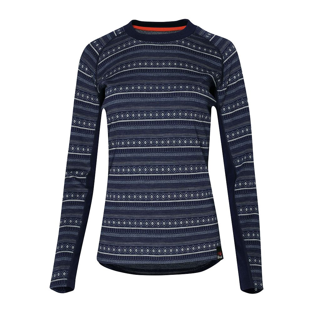 Womens Merino Blend 250 Fairisle Jacquard Long Sleeve Crew (Navy/Denim/Agave)