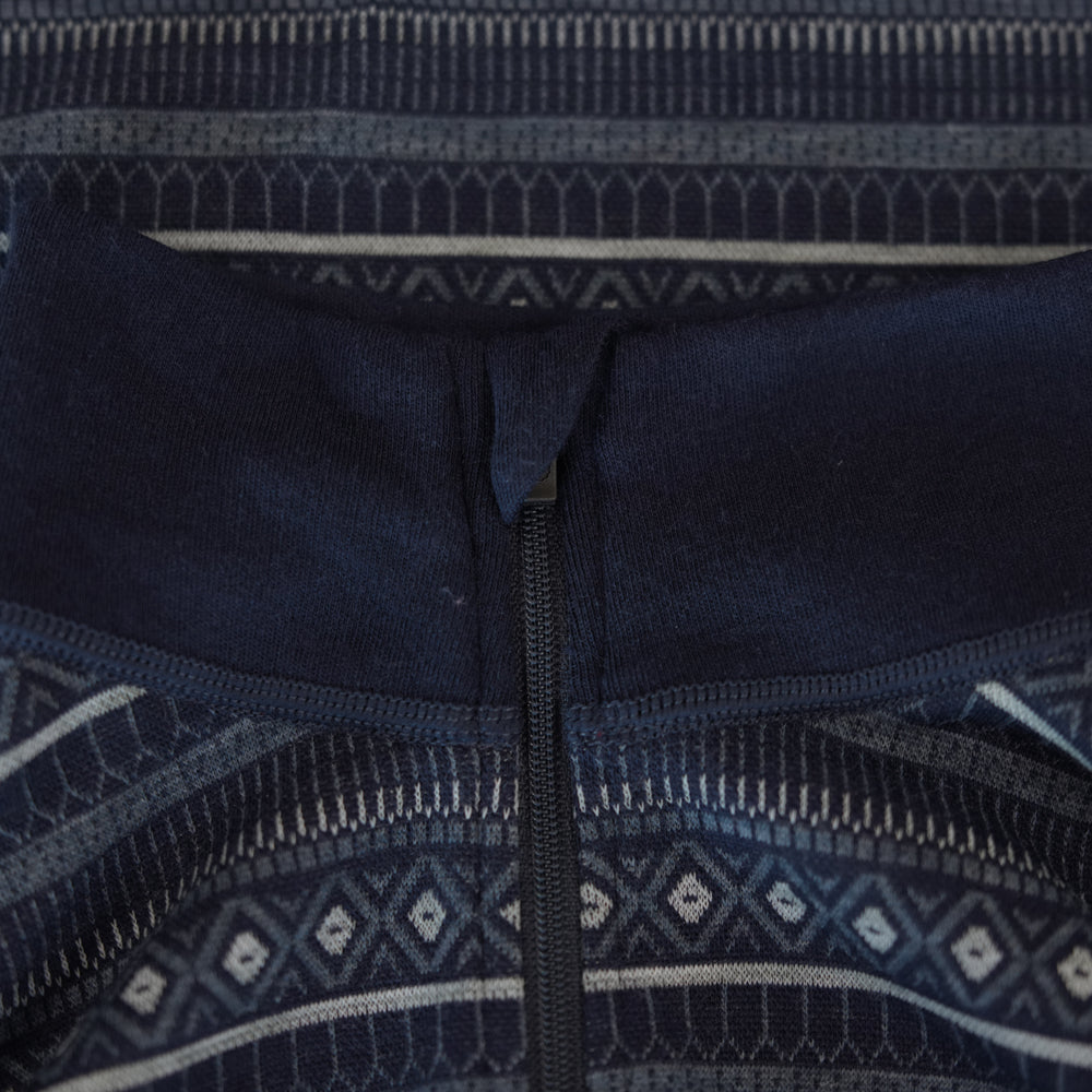 Womens Merino Blend 250 Fairisle Jacquard Long Sleeve Zip Neck (Navy/Denim/Agave)