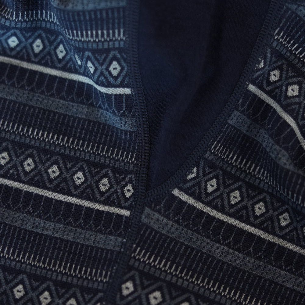 Womens Merino Blend 250 Fairisle Jacquard Long Sleeve Zip Neck (Navy/Denim/Agave)
