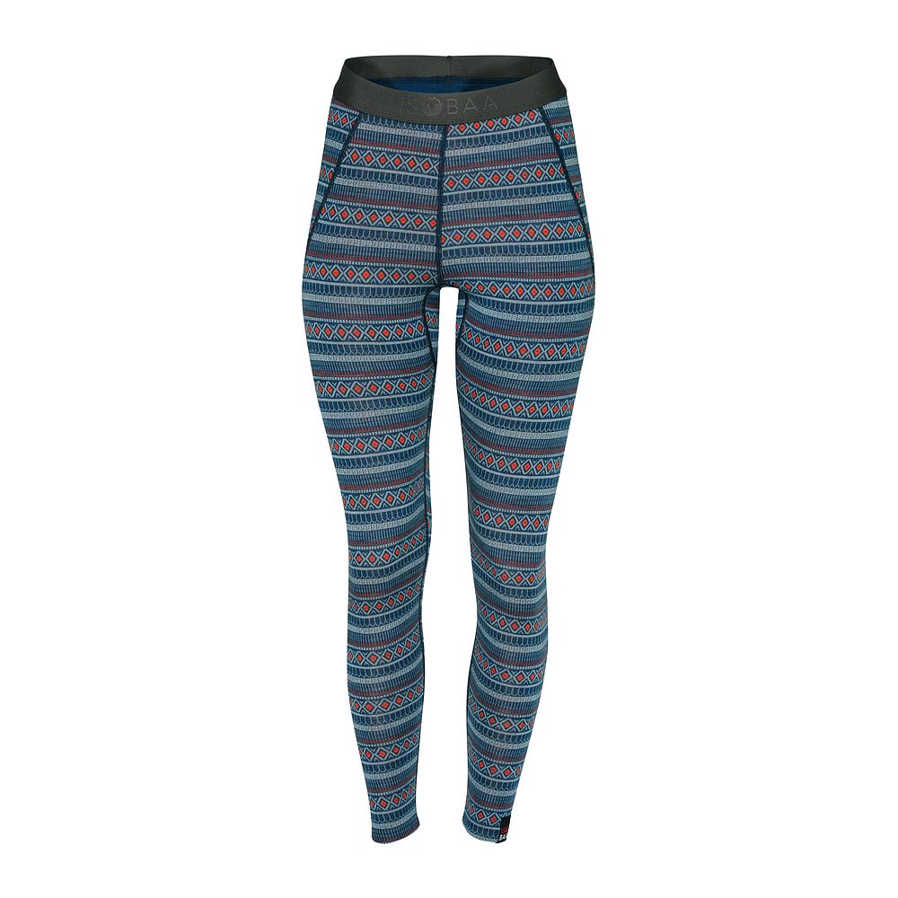 Womens Merino Blend 250 Fairisle Jacquard Tights (Petrol/Lagoon/Orange)