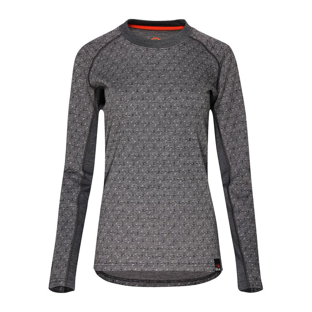Womens Merino Blend 250 Geometric Jacquard Long Sleeve Crew (Smoke/Charcoal)