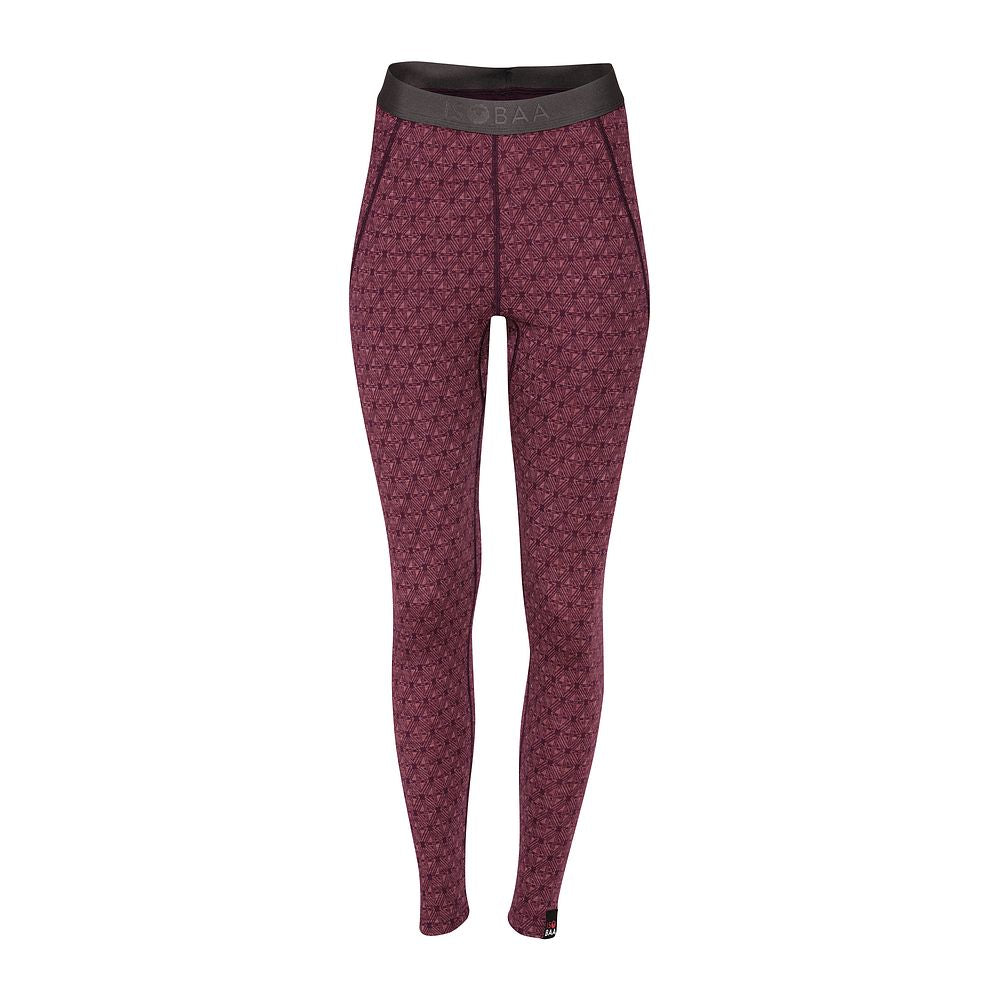 Womens Merino Blend 250 Geometric Jacquard Tights (Wine/Mauve)