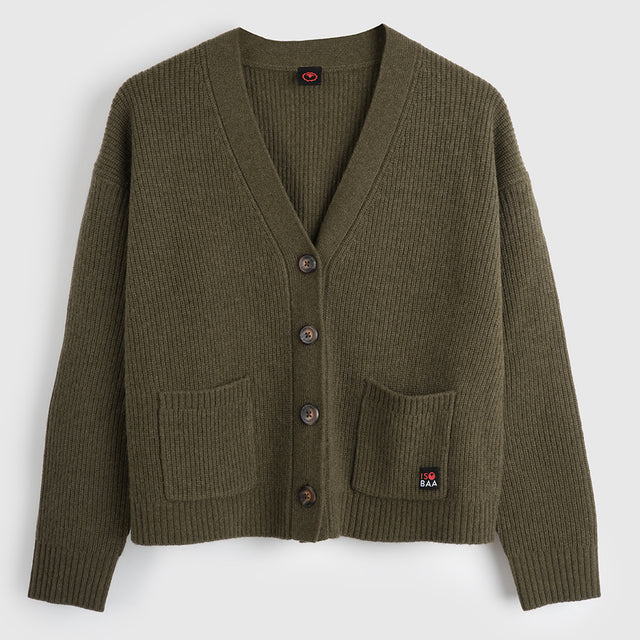 Womens Herdwick Merino Cardigan (Dark Olive)