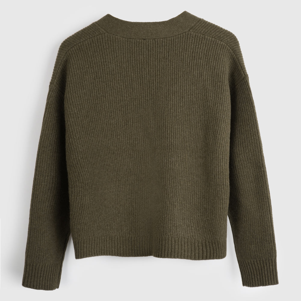 Womens Herdwick Merino Cardigan (Dark Olive)