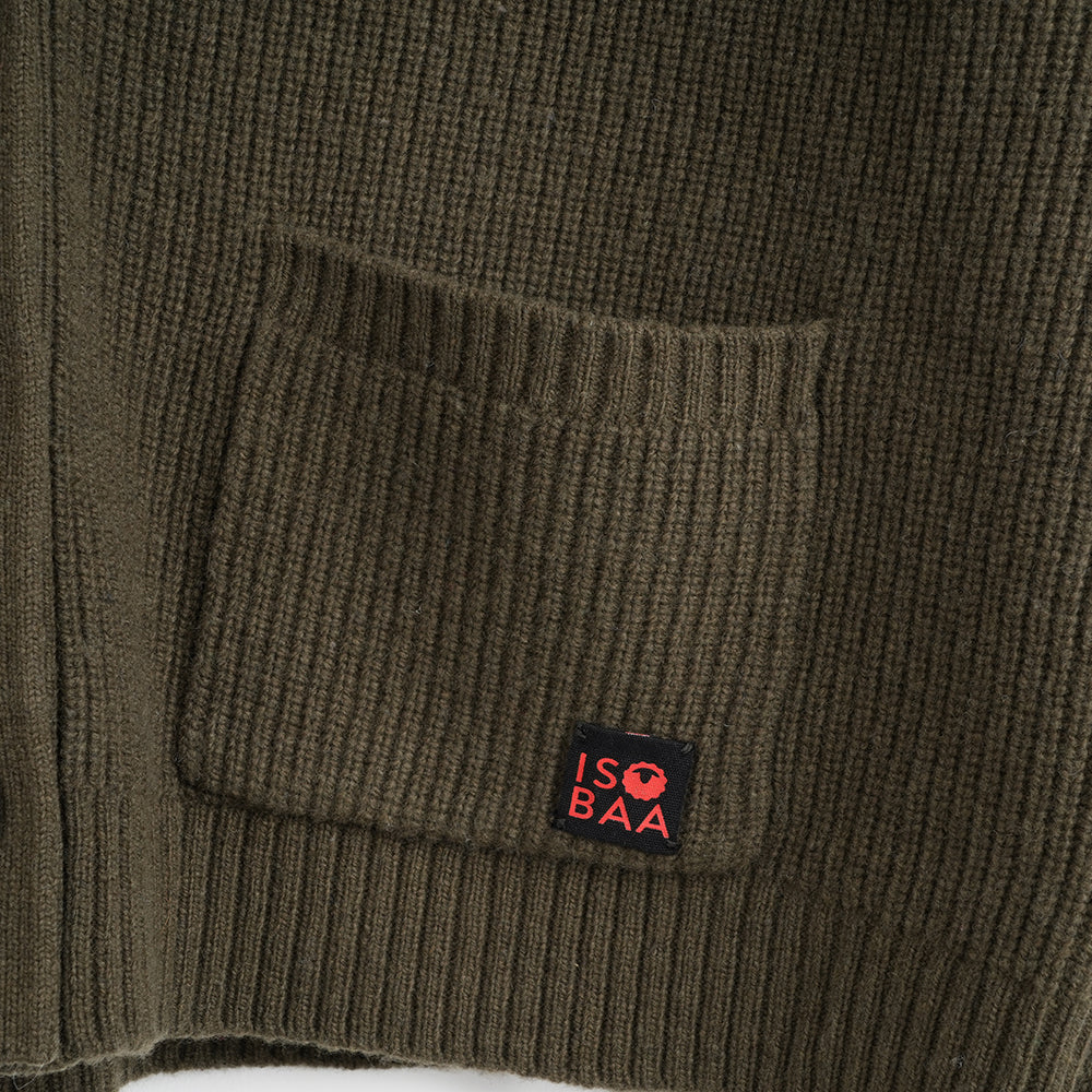 Womens Herdwick Merino Cardigan (Dark Olive)