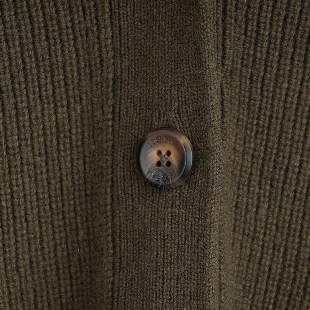 Womens Herdwick Merino Cardigan (Dark Olive)