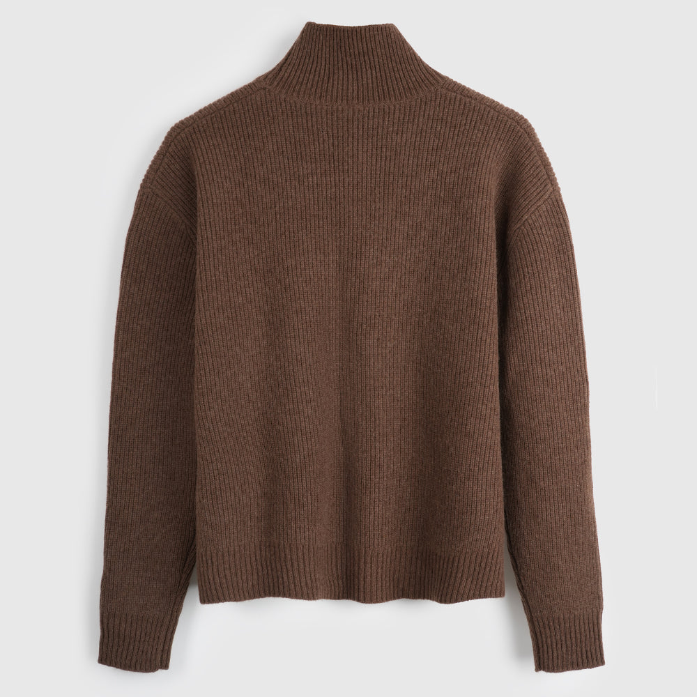 Damen Herdwick Merino Stehkragen-Pullover (Brown)