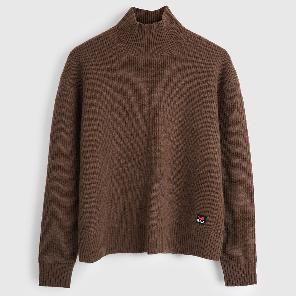 Womens Herdwick Merino Funnel Neck Sweater (Brown)