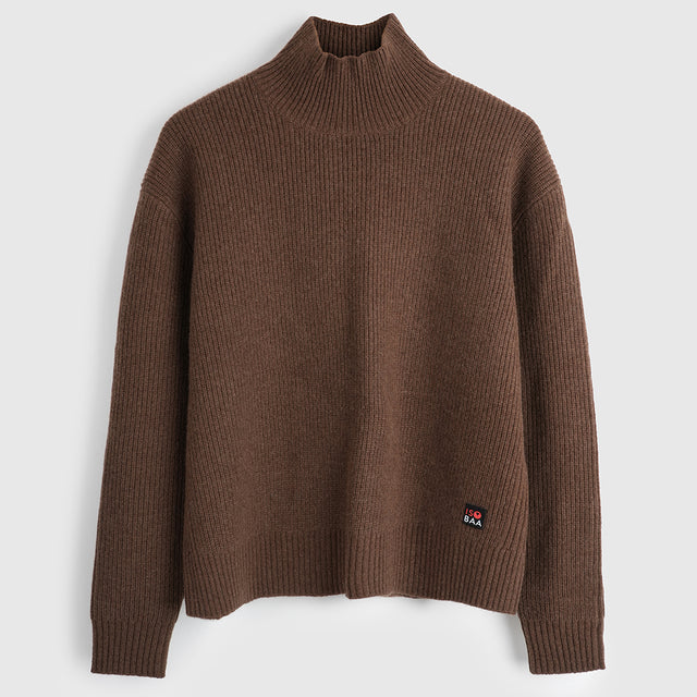 Damen Herdwick Merino Stehkragen-Pullover (Brown)
