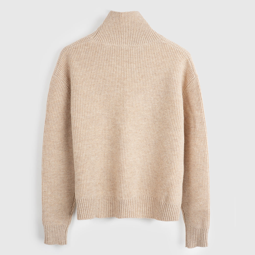 Womens Herdwick Merino Funnel Neck Sweater (Oatmeal)