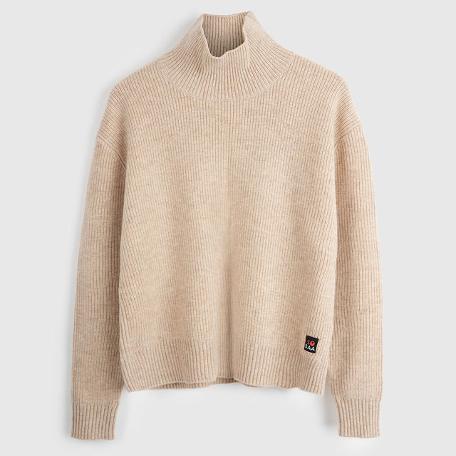 Womens Herdwick Merino Funnel Neck Sweater (Oatmeal)