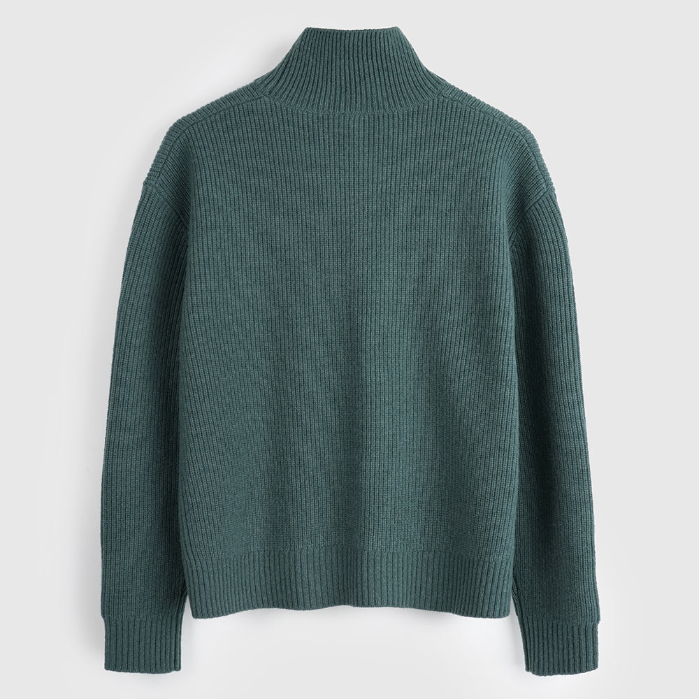 Femme Pull col montant en mérinos Herdwick (Sea Green)