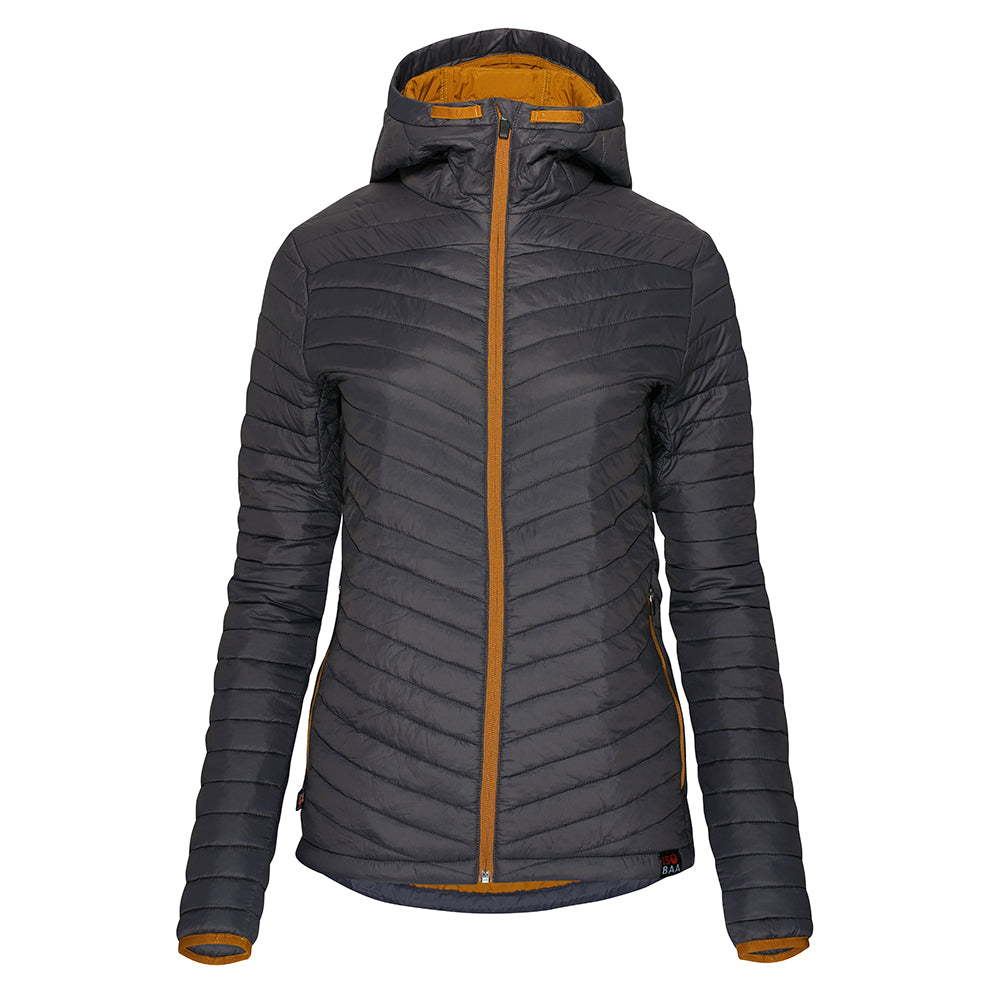 Isobaa Womens Merino Wool Insulated Jacket (Smoke/Mustard)