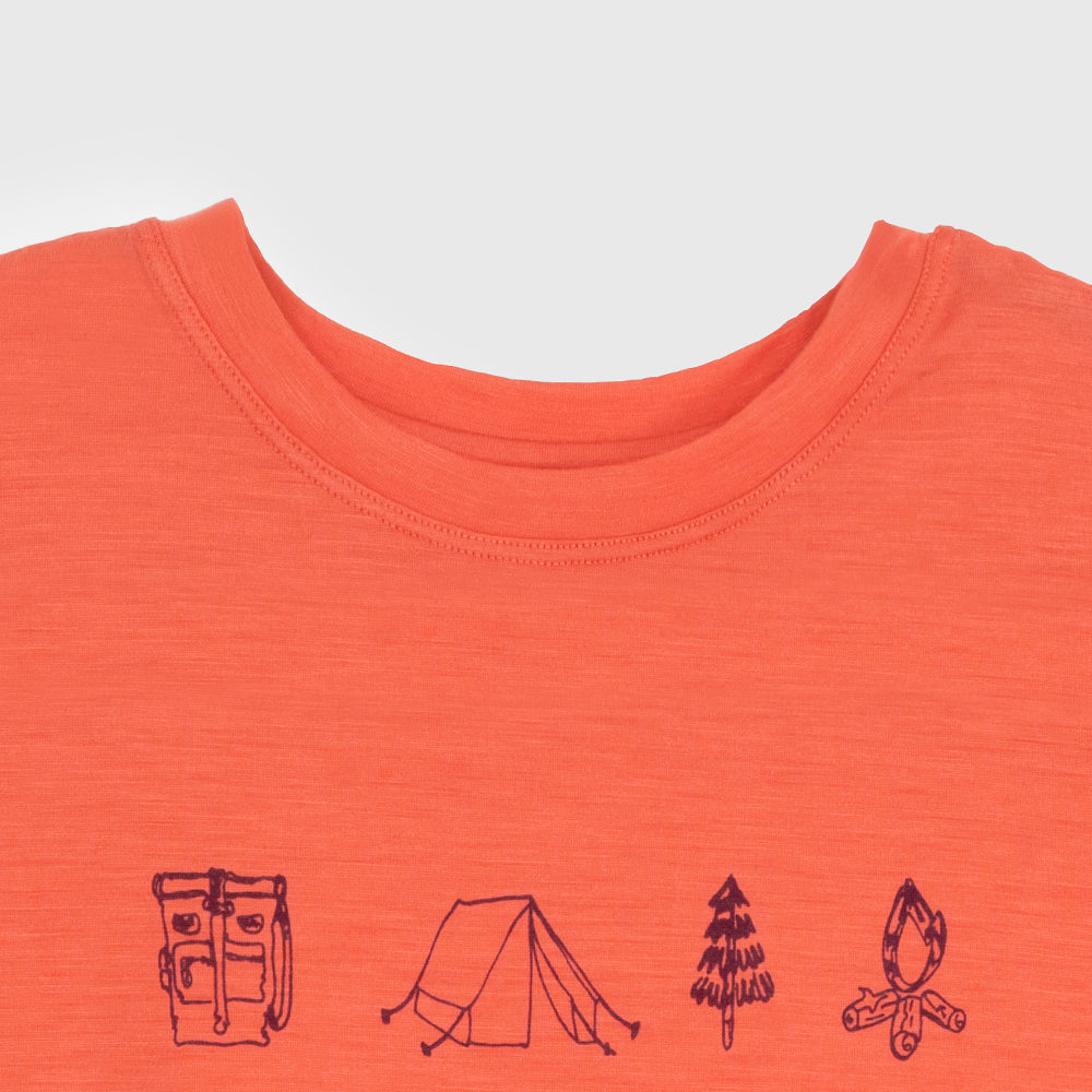 Womens Merino 150 Camping Relaxed Tee (Coral/Wine)