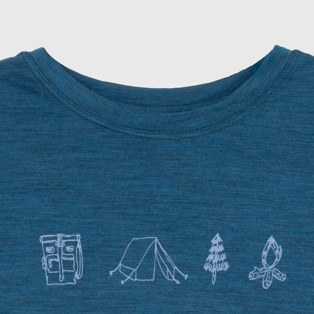 Womens Merino 150 Camping Relaxed Tee (Petrol/Sky)