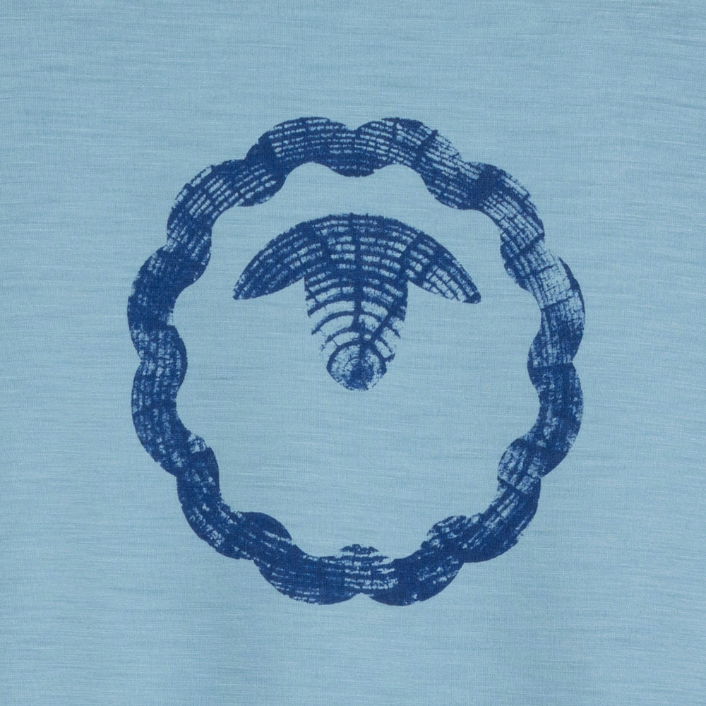 Womens Merino 150 Emblem Relaxed Tee (Lagoon/Navy)