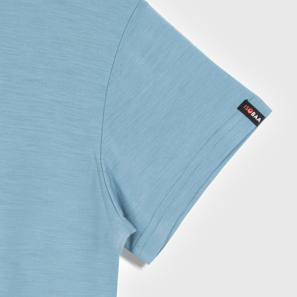 Womens Merino 150 Emblem Relaxed Tee (Lagoon/Navy)