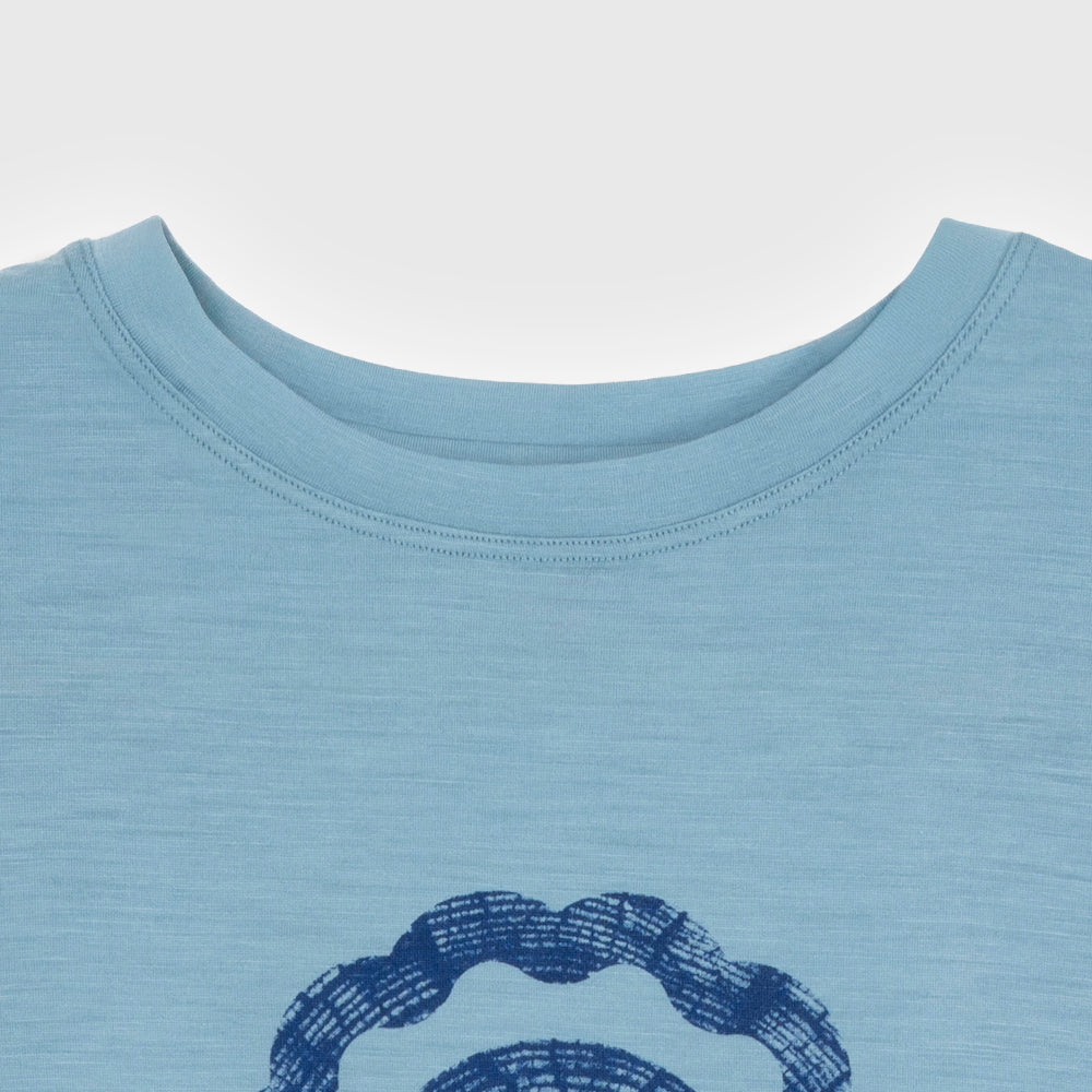Womens Merino 150 Emblem Relaxed Tee (Lagoon/Navy)