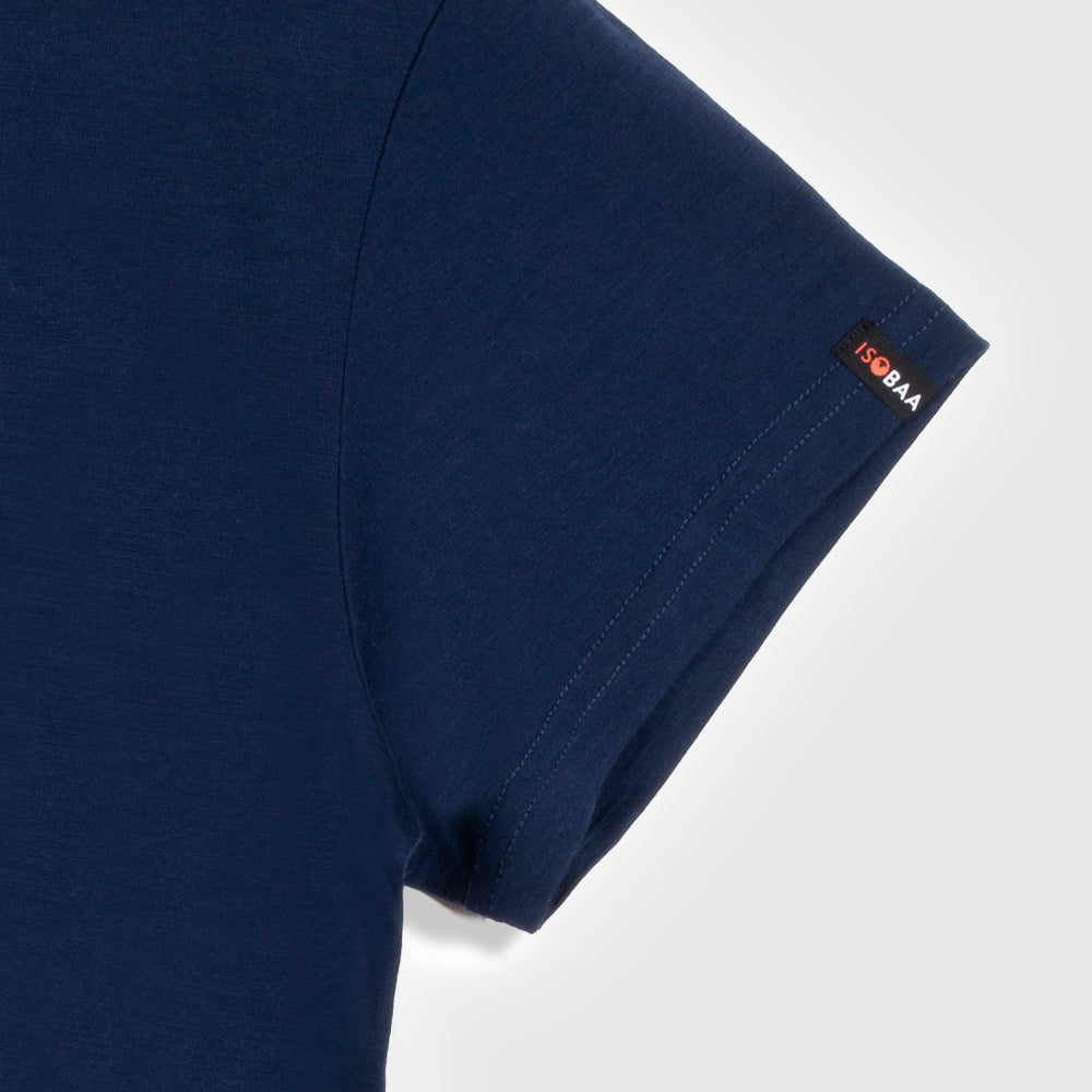 Womens Merino 150 Emblem Relaxed Tee (Navy/Sky)