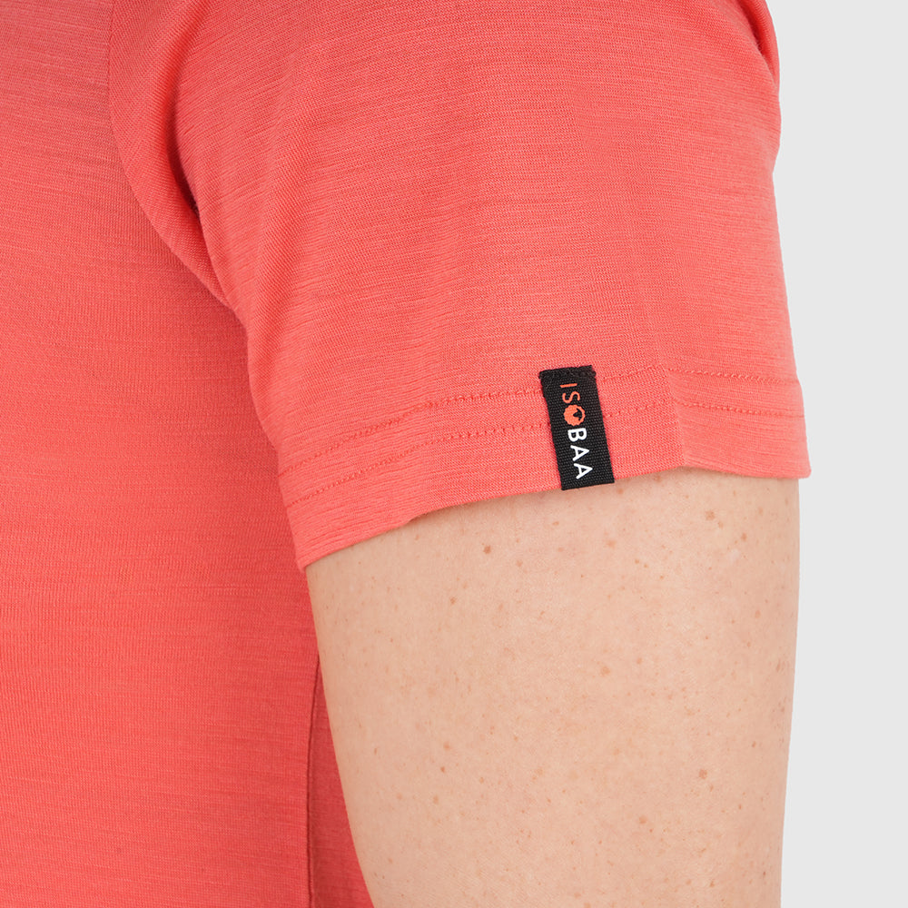 Womens Merino 150 Emblem Tee (Coral/Pink)