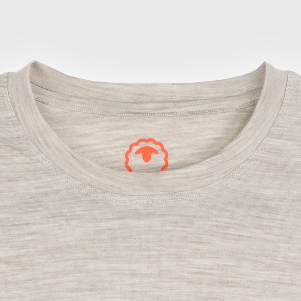 Womens Merino 150 Emblem Tee (Jute/Lagoon)