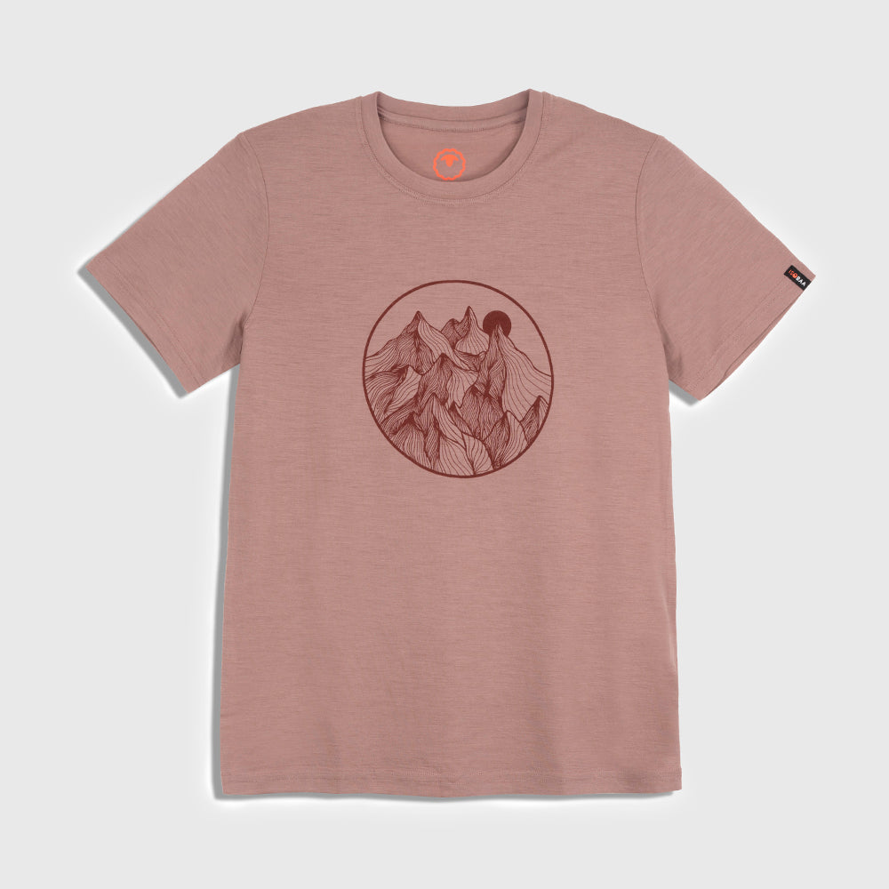 Womens Merino 150 Mountains Tee (Burlwood)