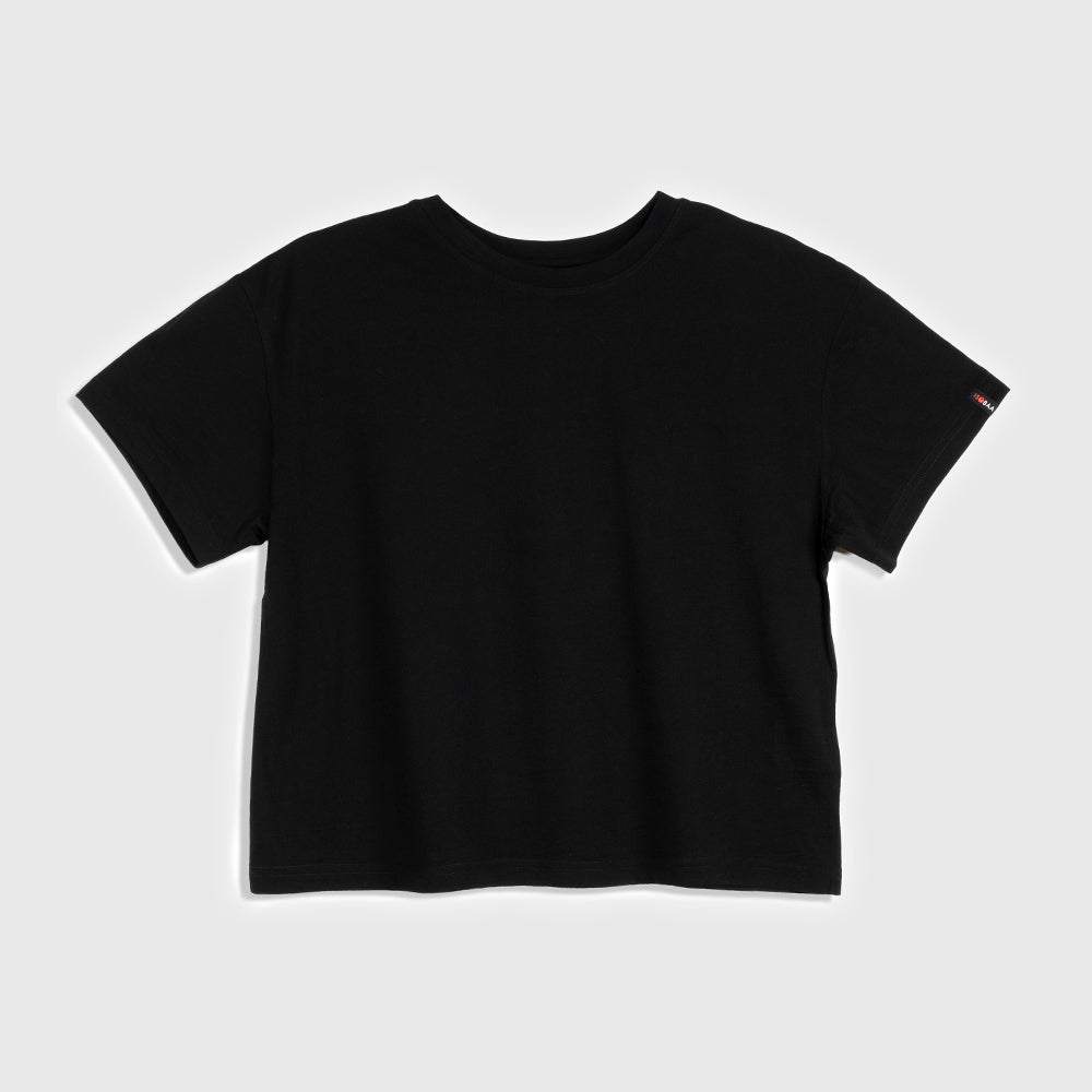 Womens Merino 150 Short Sleeve Relaxed Crew (Black)