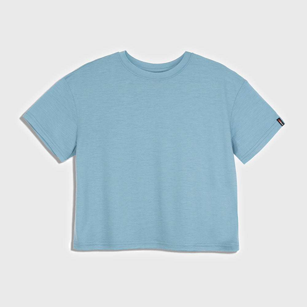 Womens Merino 150 Short Sleeve Relaxed Crew (Lagoon)