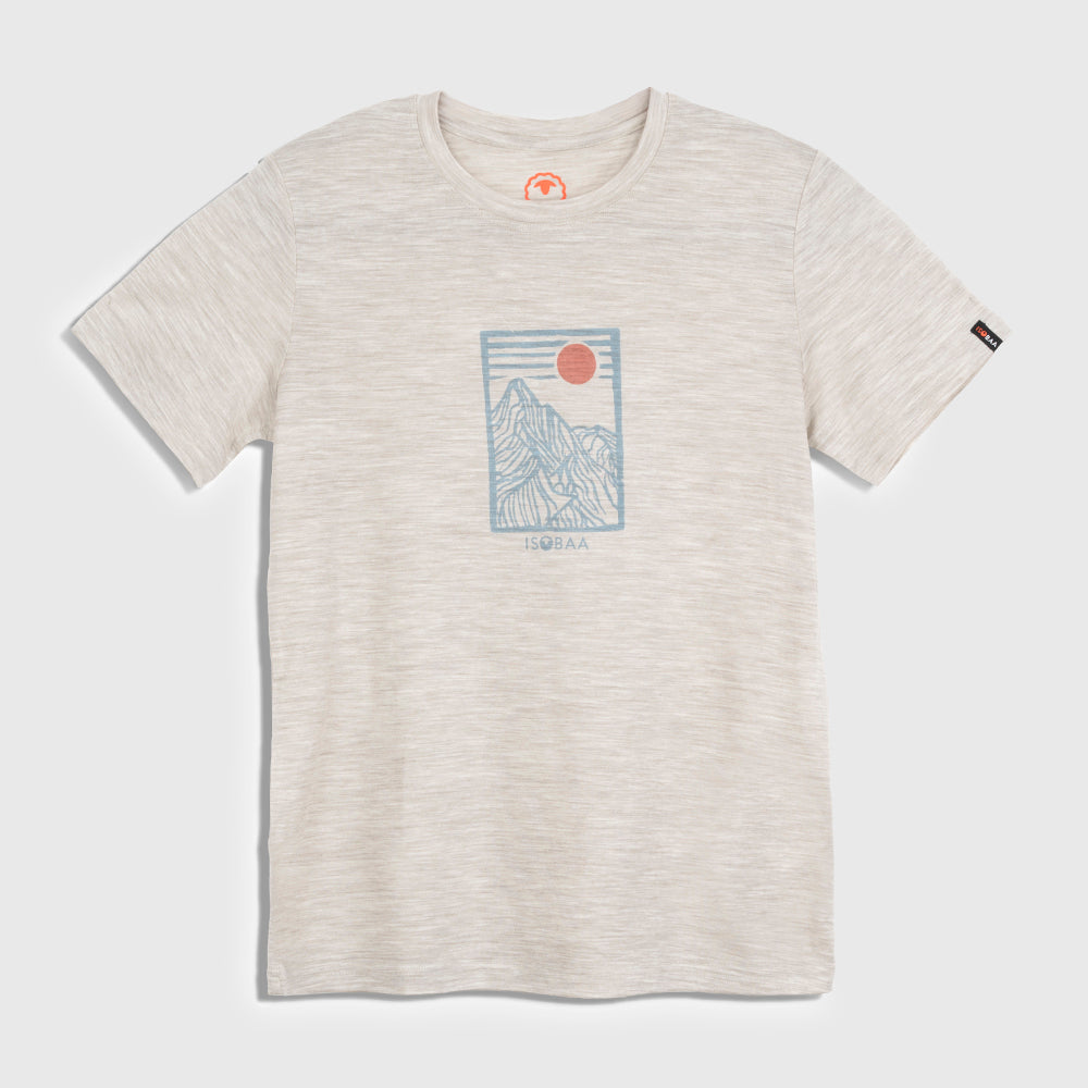 Womens Merino 150 Stamp Summit Tee (Jute/Lagoon)